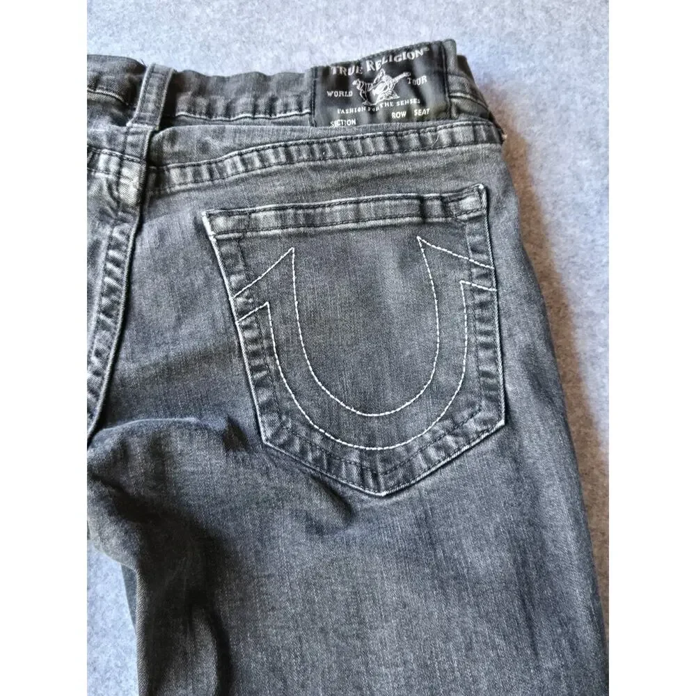 True Religion Geno Jeans Men's Dark Charcoal Wash Slim Fit 35x32